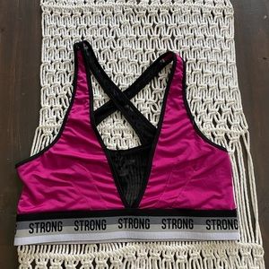 Series fitness hot pink and black sports bra